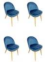 NordicStory Pack de 4 Sillas de Comedor Clara, Estructura de Madera Maciza de Roble, Tapizado en Color Azul Monako