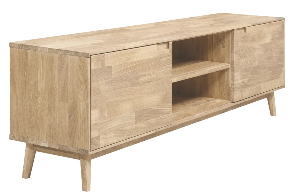 NordicStory Mueble de TV de madera maciza de roble &quot;Escandi&quot; 180 x 39 x 54 cm.