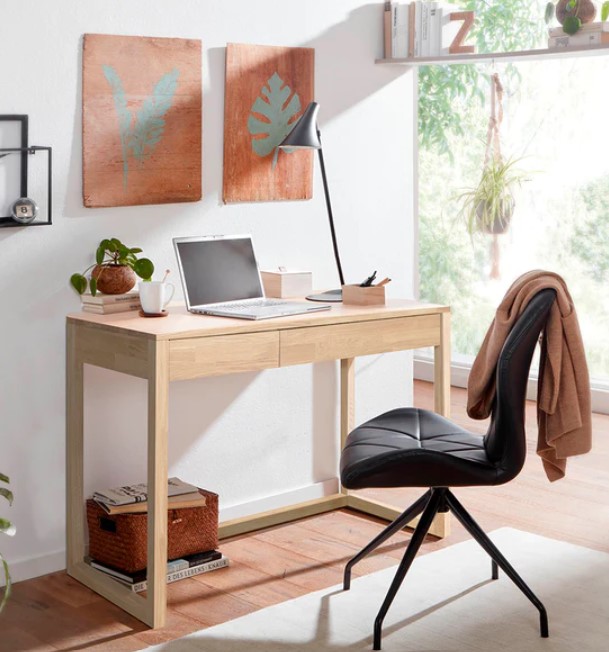 NordicStory Mesa escritorio, tocador de madera maciza de roble &quot;Denmark&quot; 120 x 50 x 79 cm.