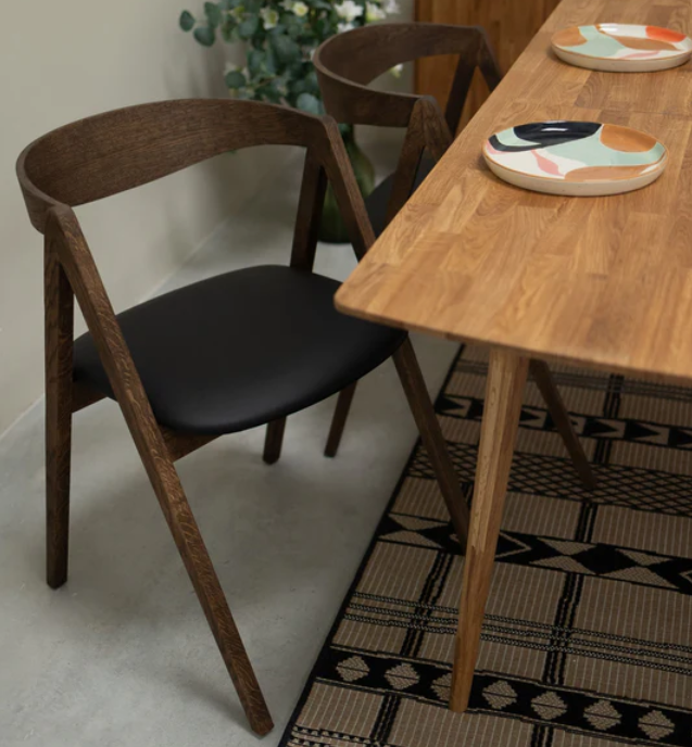 VESKOR Pack de Sillas de Comedor Madera maciza Roble Oscuro Oscar, Tapizado