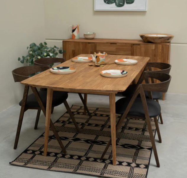 VESKOR Pack de Sillas de Comedor Madera maciza Roble Oscuro Oscar, Tapizado