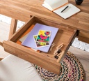 NordicStory Mesa escritorio de madera maciza de roble &quot;Einstein 2&quot; con estanteria flotante 140 x 55 x 106 cm.