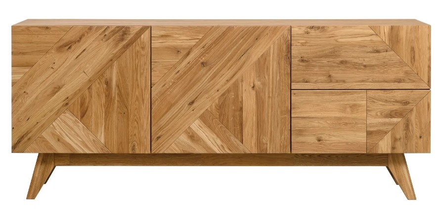 NordicStory Aparador Cómoda de madera maciza roble &quot;Origami&quot; 165 x 45,3 x 70 cm.