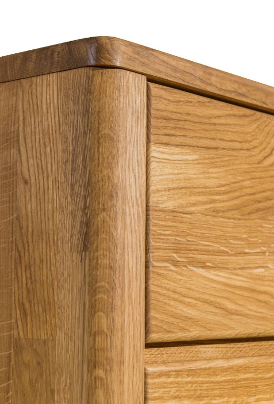 NordicStory Aparador Cómoda de madera maciza de roble &quot;Elsa 5&quot; 57 x 44 x 122 cm.