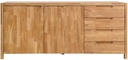 NordicStory Aparador Cómoda de madera maciza de roble &quot;Niels 3&quot; 188 x 45 x 84 cm.