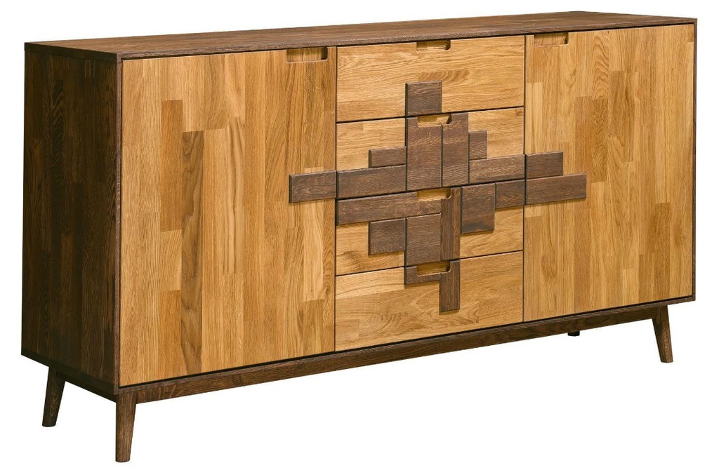 NordicStory Aparador Cómoda de madera maciza de roble &quot;Escandi 3 Design&quot; 160 x 45 x 85 cm.