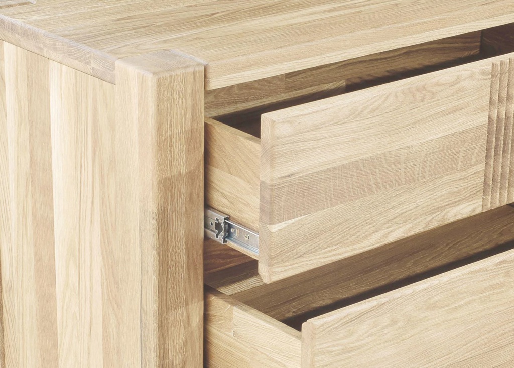 NordicStory Aparador Cómoda de madera maciza de roble &quot;Valencia&quot; 96 x 43 x 94 cm.