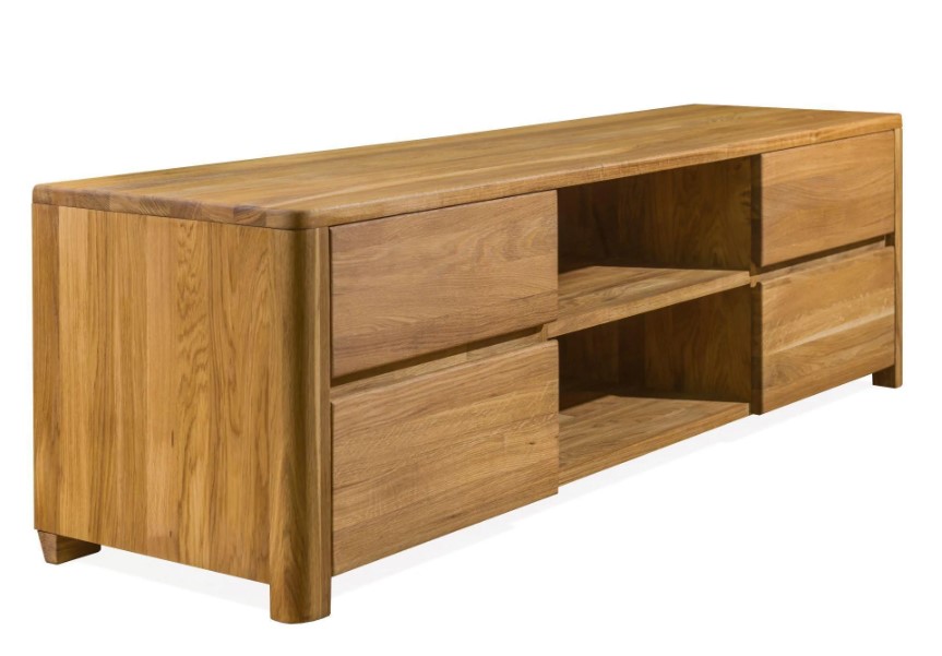 NordicStory Mueble de TV de madera maciza de roble &quot;Elsa&quot; 160 x 44 x 47 cm.