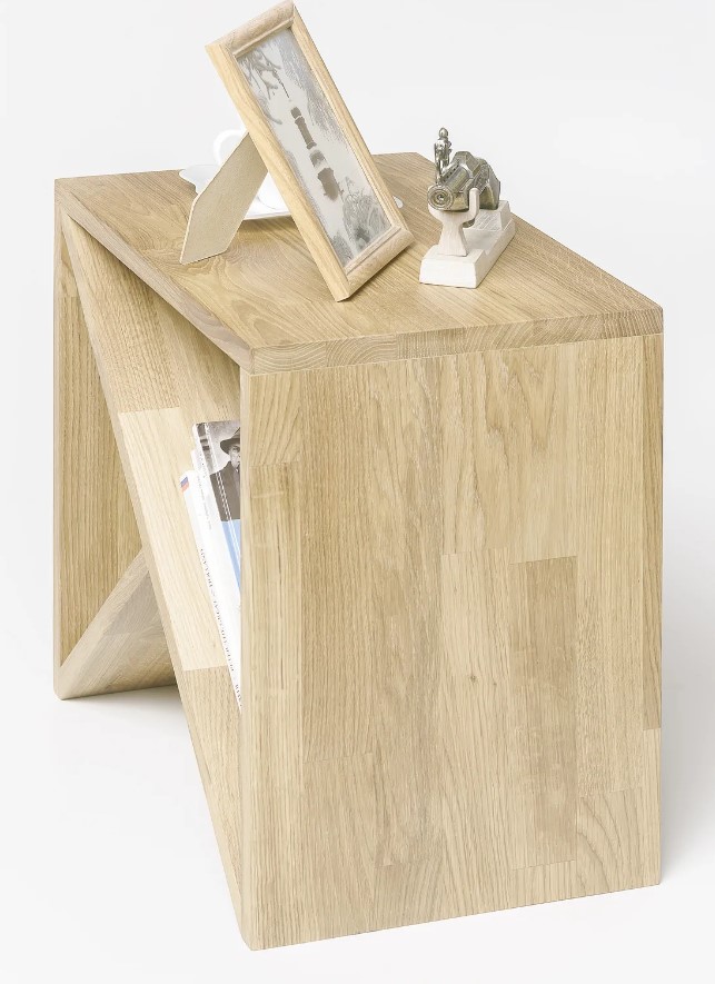 NordicStory Mesa auxiliar, mesita de noche de madera maciza de roble &quot;Denmark&quot; 45 x 30 x 45 cm.
