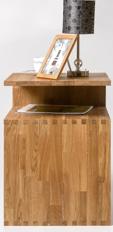 NordicStory Mesa auxiliar de madera maciza de roble &quot;Sofi&quot; 44 x 44 x 62 cm.