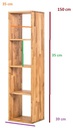 NordicStory Estanteria Libreria de madera maciza de roble &quot;Regal 4&quot; 39 x 35 x 150 cm.