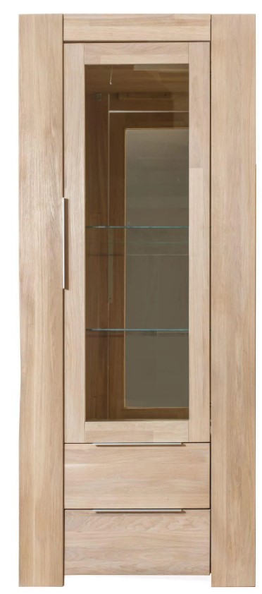 NordicStory Vitrina de madera maciza de roble &quot;Nordic 1&quot; 80 x 45 x 190 cm.