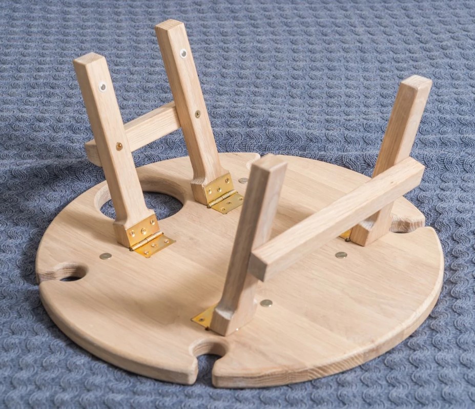 NordicStory Mini mesa de vino plegable de madera maciza roble