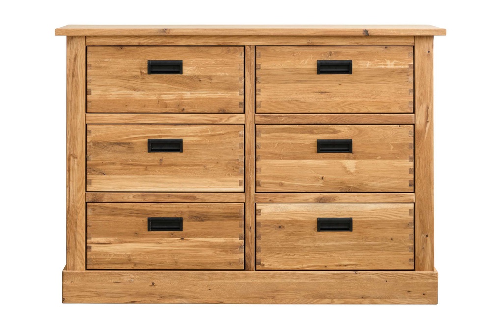 NordicStory Aparador Comoda rustica de madera maciza de roble &quot;Provance 6&quot; 120 x 42 x 84,5 cm.