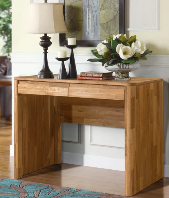 NordicStory Mesa escritorio tocador de madera maciza de roble &quot;Elsa&quot; 110 x 50 x 78 cm.