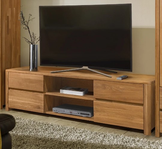 NordicStory Mueble de TV de madera maciza de roble &quot;Elsa&quot; 160 x 44 x 47 cm.