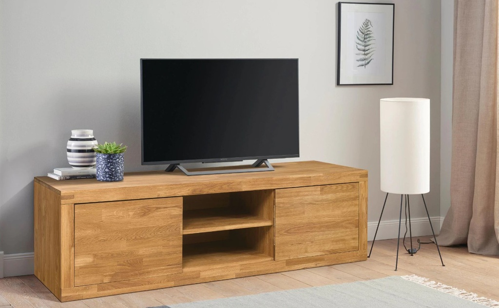 NordicStory Mueble de TV de madera maciza de roble &quot;Merle 2&quot; 180 x 55 x 50 cm.