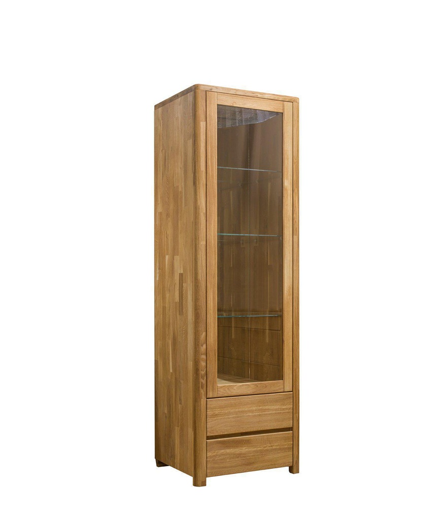 NordicStory Vitrina de madera maciza de roble &quot;Elsa 1&quot; 62 x 44 x 195 cm.