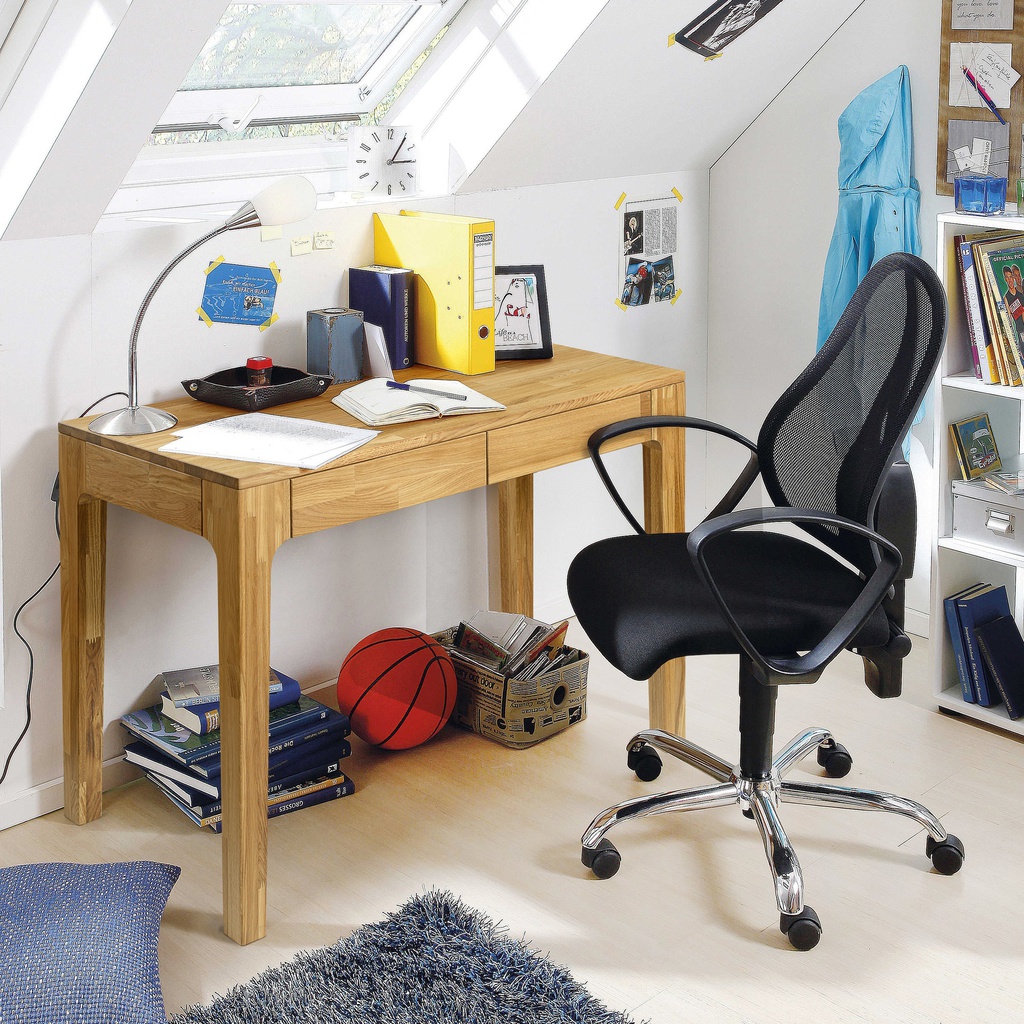 NordicStory Mesa escritorio de madera maciza de roble &quot;Axel I&quot; 105 x 55 x 76 cm.
