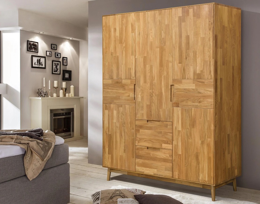 NordicStory Armario de madera maciza de roble &quot;Escandi&quot; 160 x 56 x 202 cm.