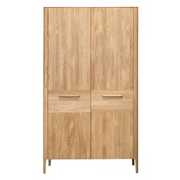 NordicStory Armario de madera maciza de roble &quot;Atlanta 2&quot; 120 x 60 x 210 cm.