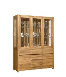 NordicStory Vitrina de madera maciza de roble &quot;Elsa 3&quot; 145,9 x 44 x 195 cm.