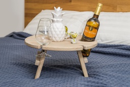 NordicStory Mini mesa de vino plegable de madera maciza roble