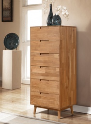 NordicStory Cómoda alta de madera maciza de roble &quot;Escandi 6&quot; 60 x 45 x 139 cm.