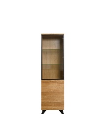 NordicStory Armario Vitrina de madera maciza de roble &quot;Moritz 1&quot; 60 x 40 x 198,9 cm.