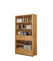 NordicStory Libreria Estanteria de pared con 2 cajones de madera maciza de roble &quot;Elsa 2&quot; 108 x 40 x 201,5 cm.