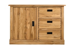 NordicStory Aparador Comoda rustica de madera maciza de roble &quot;Provance 1x3&quot; 121 x 48 x 84,5 cm.