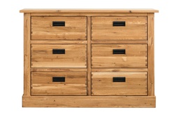 NordicStory Aparador Comoda rustica de madera maciza de roble &quot;Provance 6&quot; 120 x 42 x 84,5 cm.